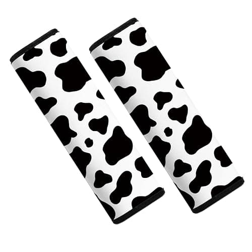 Mokiwala Car Seat Belt Pad Cover, 2-Pack Soft Car Safety Seat Belt Strap Shoulder Pad for Adults and Children, Suitable for Car Seat Belt, Backpack, Shoulder Bag (Cow Pattern) - Image 1