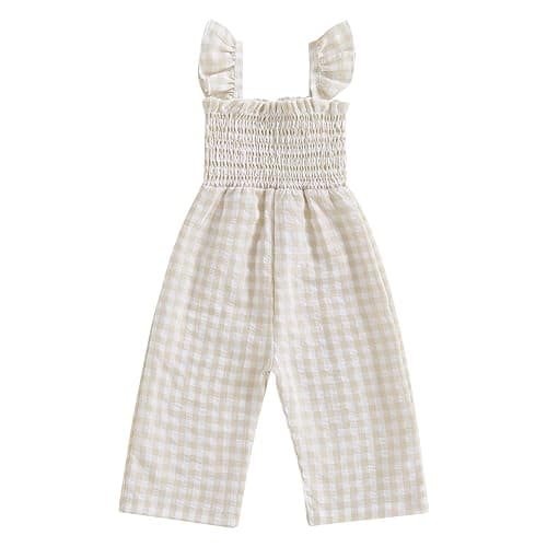Infant Kids Summer Clothes Toddler Baby Girl Romper Jumpsuit Overall Pants Plaid Sleeveless Ruffle Halter One Piece Outfit