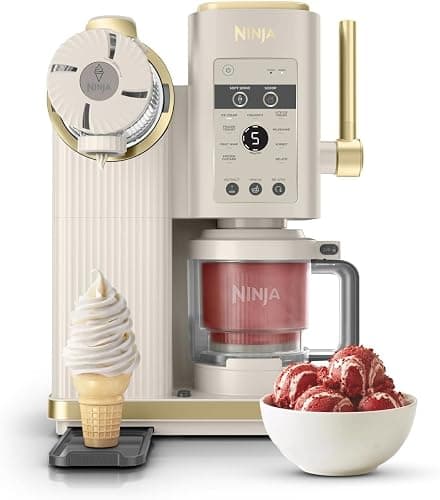 Ninja CREAMi Scoop and Swirl Ice Cream Machine with 2x Tubs, 13 Functions, Makes Ice Cream, Soft Serve, Gelato, Sorbet, Milkshakes and More, Mix-In Option, Stone Gold, NC701UKSTGD - Image 1
