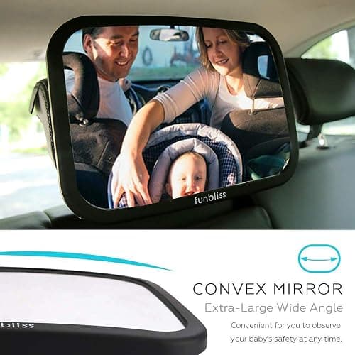 Funbliss Baby Car Mirror for Rear Facing Seat,360° Rotation, Safety CertifiedShatterproof Acrylic Glass, Clear Wide View,Infant Car Mirror for Car Seat Rear Facing,Baby Vehicle Mirror thumbnail 6