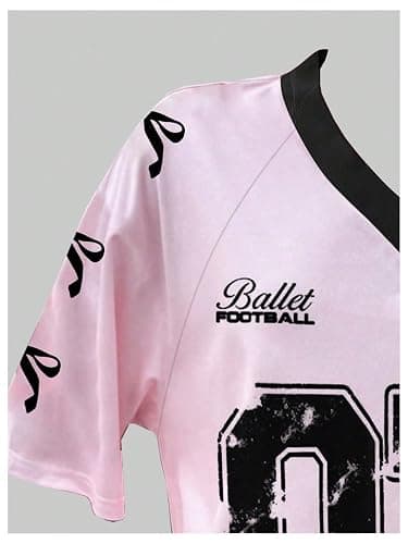 RoseSeek Girl's Jersey Y2K Oversized Graphic Number Print Tops V Neck Short Sleeve T Shirt Hip Pop Tee Streetwear thumbnail 3