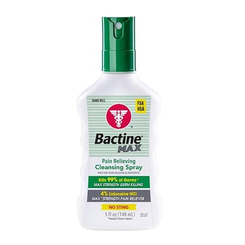 Bactine Max Pain Relieving Antiseptic Spray with Lidocaine, First Aid Pain + Itch Relief, No-Sting, Kills 99% of Germs*, 5oz - Image 1