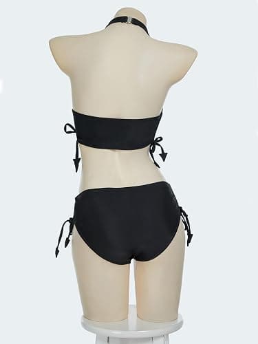 Meowcos Gothic-Bikini-Badeanzug, Gothic-Stil, einzigartiger schwarzer Totenkopf-Druck, dunkler Stil, Gothic-Badeanzug thumbnail 3