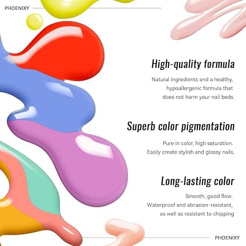 PHOENIXY Gel Nail Polish 42 Color Starter Set | with Base Coat & 4 Effects Top Coat Nail Set Starter Set Gifts for Women Girls thumbnail 6