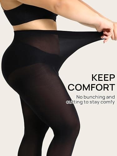 MANZI Women's 2 Pairs Control Top Pantyhose High Waist Plus Size Tights Ultra-Soft thumbnail 5