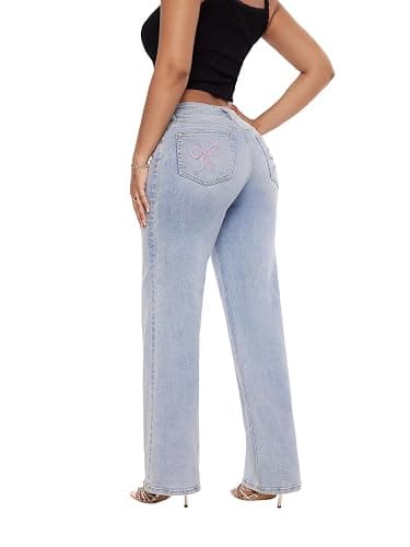 ONESO Baggy Jeans, Mid-Low Rise, Wide Leg Distressed Pants - Image 1