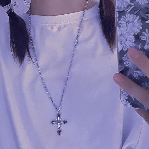 LIRUNQIN Cross Pendant Necklace Indie Punk Gothic Choker for Egirl Eboy Woman Men thumbnail 4