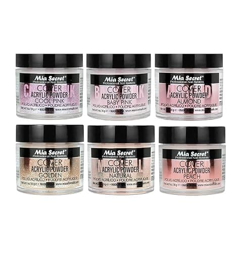 Mia Secret Acrylic Powder COVER (Baby Pink/Cool Pink/Natural/Peach/Almond/Golden) - 1 oz; 6pc - Image 1