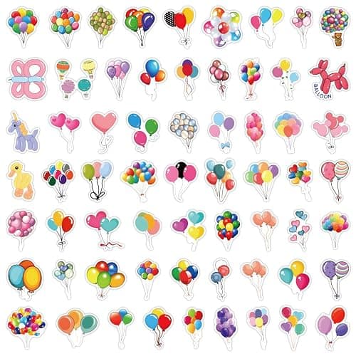 60Pcs Party Balloon Stickers, Waterproof Water Bottles for Girls Boys and Teenagers, Laptop, Skateboard Decoration(Balloon Bouquet) thumbnail 5