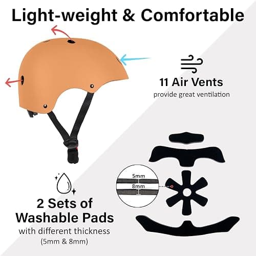 Skateboard Bike Helmet, 3 Sizes for Adult Youth & Kids | Lightweight, Adjustable, Certified Multi-Sport for Bicycle, Inline/Roller Skates, Kick Scooter thumbnail 5