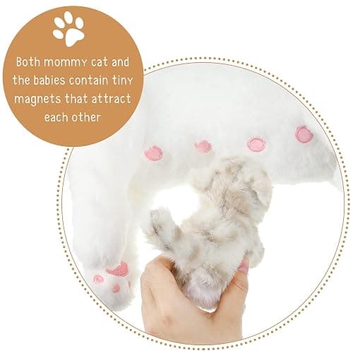 Skylety Nurturing Cat Stuffed Animal with 4 Plush Kittens, Cats Baby Stuffed for Girls Boys Plushy Mommy Kitty with Baby Kittens for Valentine Birthday Party Favors Gifts(Lovely Style) thumbnail 4