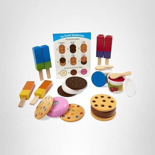 Melissa & Doug Wooden Frozen Treats Ice Cream Play Set (24 pcs) - Play Food and Accessories Food Toys for Toddlers and Kids 3+ thumbnail 10