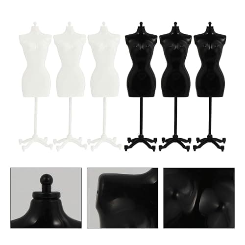 6pcs Doll Dress Form: 8.26×2.16×1.57 inches Mini Mannequin Model Stand for Doll Display Holder Toy Stand Display Support White and Black thumbnail 9