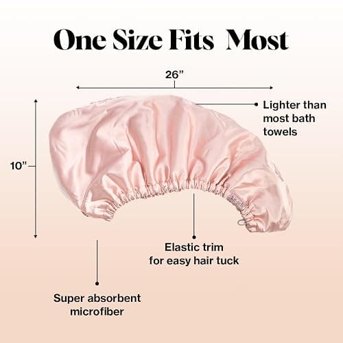 Kitsch Satin Microfiber Hair Towel Wrap for Women - Super Absorbent, Quick Dry, Anti-Frizz - for Long and Short Hairs, Turbans for Women, Wet and Curly Hair Wrap - Blush - Blush thumbnail 3