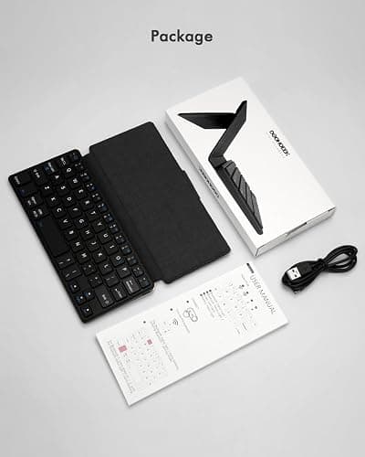 Doohoeek Universal Bluetooth Keyboard for Samsung Galaxy Z Fold, iPad mini 7 2024 & Phones, Dual Bluetooth Mini Keyboard with Any-Angle Kickstand & Leather Cover for Android, Windows and iOS thumbnail 8