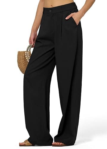 AVICHIC Women's Linen Pants Wide Leg Dressy Casual Beach Linen Pants Summer with Pockets 29" 31" thumbnail 2