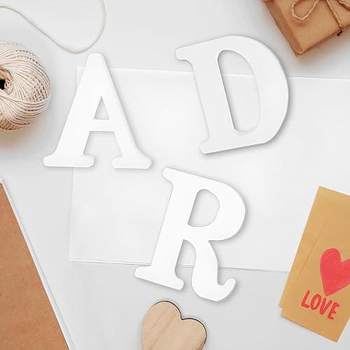 Zaruatu 6 Inch White Wooden Letters Unfinished Wood Letters for Crafts Blank DIY Crafts for Adults Paintable Standing Letters for Wall Wedding Birthday Party Decoration (&) thumbnail 3