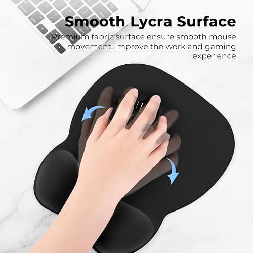 EooCoo Ergonomic Mouse Pad with Wrist Support, Mousepad with Memory Foam Wrist Rest and Non-Slip Base for Computer, Cafe, Home & Office, 9.64 x 8.26 in Office Desk Accessories thumbnail 3