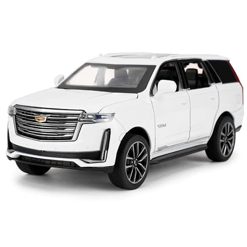 LOVEPOSELY 1:32 Scale Car Model Compatible for Collectible Escalade SUV Diecast Toy Vehicle, Zinc Alloy Pull Back Toy Car with Sound and Light for Adult Boys Girls 3 4 5 6 7 8 (White) - Image 1