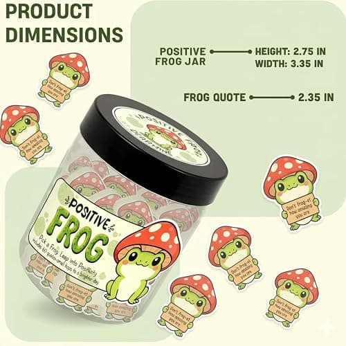 DEARMINE Positive Frog Jar with 60 Affirmation Cards, Emotional Support Gift, Christmas Home Office Decoration, Frog Gifts for Women, Teens, Teachers, Coworkers, Friends, Men thumbnail 9