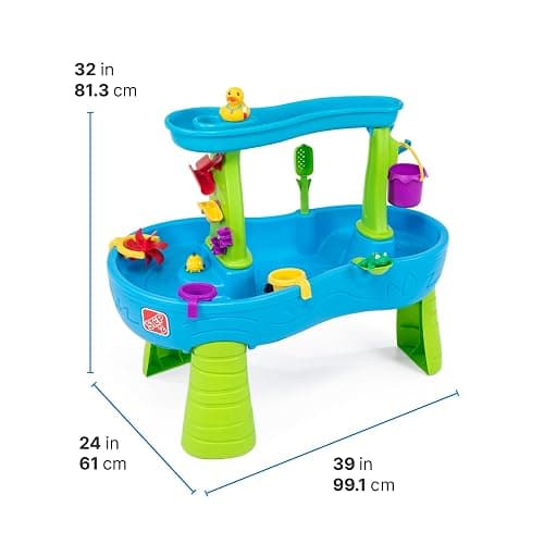 Step2 Rain Showers Splash Pond Water Table, Kids Water and Sand Activity Sensory Playset, Summer Outdoor Toys, 13 Piece Water Toy Accessories, For Toddlers 1.5+ Years Old, Blue & Green thumbnail 3