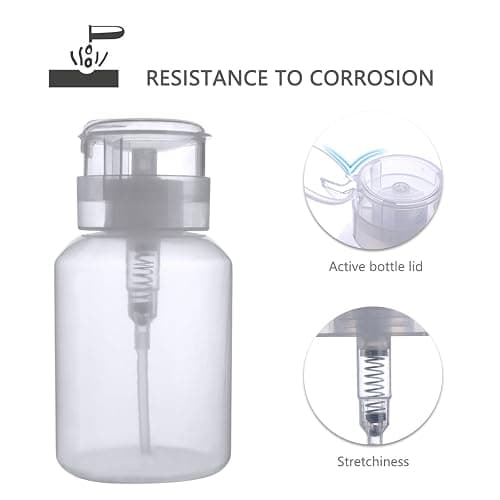 Biutee Acetone Pump Dispenser, Empty Clear Bottle for Nail Polish Remover | 200ml Push-Down Lockable Pump Bottle for Nail Polish Remover and Makeup Remover, Alcohol and Toner; Reusable BPA-Free, 1 PCS thumbnail 5