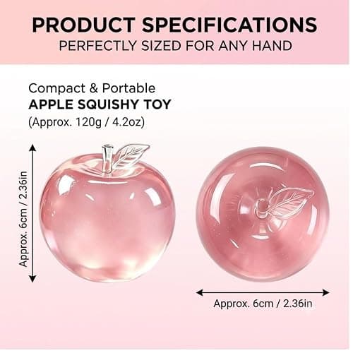 Glitter Pink Apple Squishy Toy,Slow Rebound Smooshers Stress Relief Squishy | Premium Slow-Rebound Glitter Apple Squishy Offers Portable Reusable Stress Relief As A Lovely Handy Gift thumbnail 2