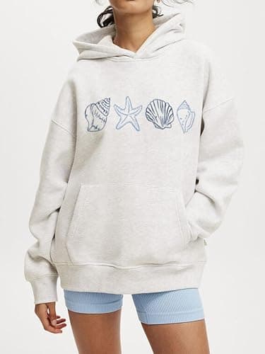 Cute Hoodies for Teen Girls Women Y2k Floral Graphic Oversized Sweatshirt Long Sleeve Aesthetic Preppy Clothes thumbnail 2