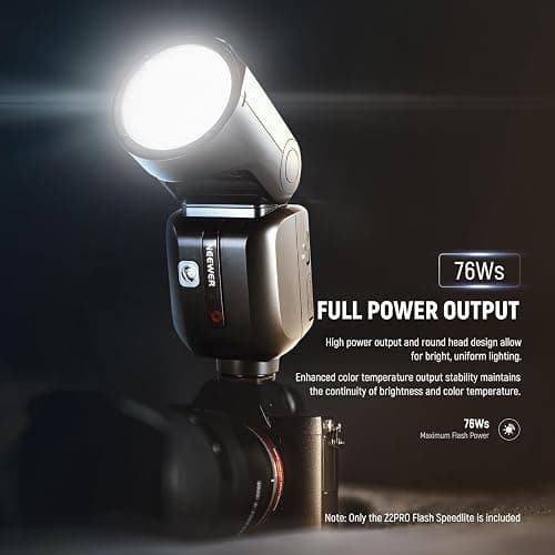 NEEWER Z2PRO-S 2.4G TTL Round Head Flash Speedlite Compatible with Sony, Wireless Compatible with Godox, 76Ws 1/8000s HSS, Upgraded UI, TTL/M TCM Switch, 7.2V/3000mAh Battery, 600 Full Power Flash thumbnail 2
