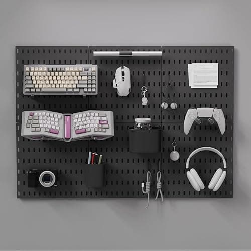 Gliging Controller and Keyboard Holder Wall Mount, Modular Gaming Pegboard with Accessories, Wall Organizer Peg Board for Keyboard Xbox PS5 PS4 Switch, Video Game Storage(33″×22″) thumbnail 6
