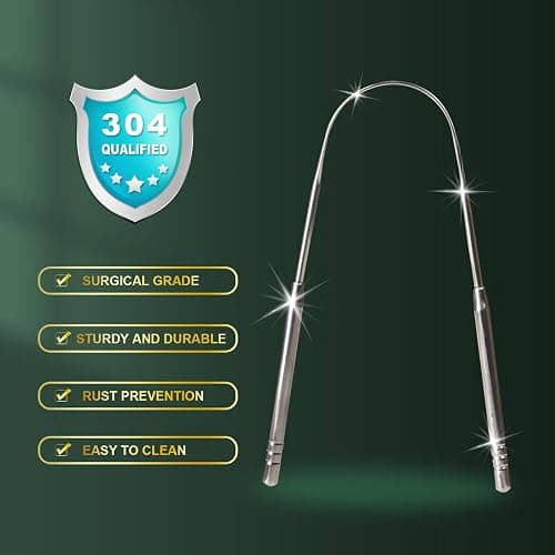2 Pack Tongue Scraper, 100% Surgical 304 Stainless Steel Tongue Cleaner for Adults And Kids, Professional Tongue Brush for Oral Care, Improve Bad Breath and Fresh Breath thumbnail 3