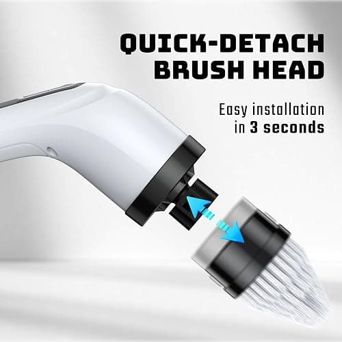 Electric Spin Scrubber for Bathroom: Shower Scrubber with Long Handle, Dual Speed Cordless Power Cleaning Scrub, 7 Brush Heads, IPX7 Waterproof Heavy Duty Cleaner Tools for Tub Tile Grout Wall thumbnail 7