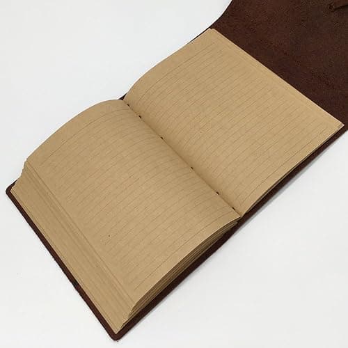 Leather Journal Writing Notebook - Genuine Leather Bound Daily Notepad for Men & Women Lined Paper 240 Kraft Pages, Handmade, Rustic Brown, 5 x 7 in thumbnail 7