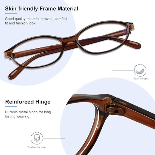 YMRFW Oval Blue Light Blocking Glasses for Women Retro 90s Cat Eye Frame Glasses Computer TV Eyeglasses Anti Eyestrain thumbnail 4