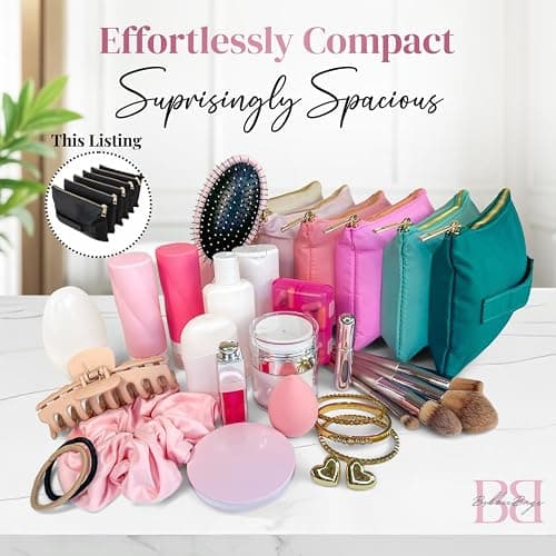 BOBBIE BAGS Accordion Makeup Bag, Travel Makeup Bag with 6 Compartments, Large Capacity Cosmetic Bags for Women, Toiletry Bag for Women, Makeup Organizer, Zipper Pouch Preppy Stuff thumbnail 5