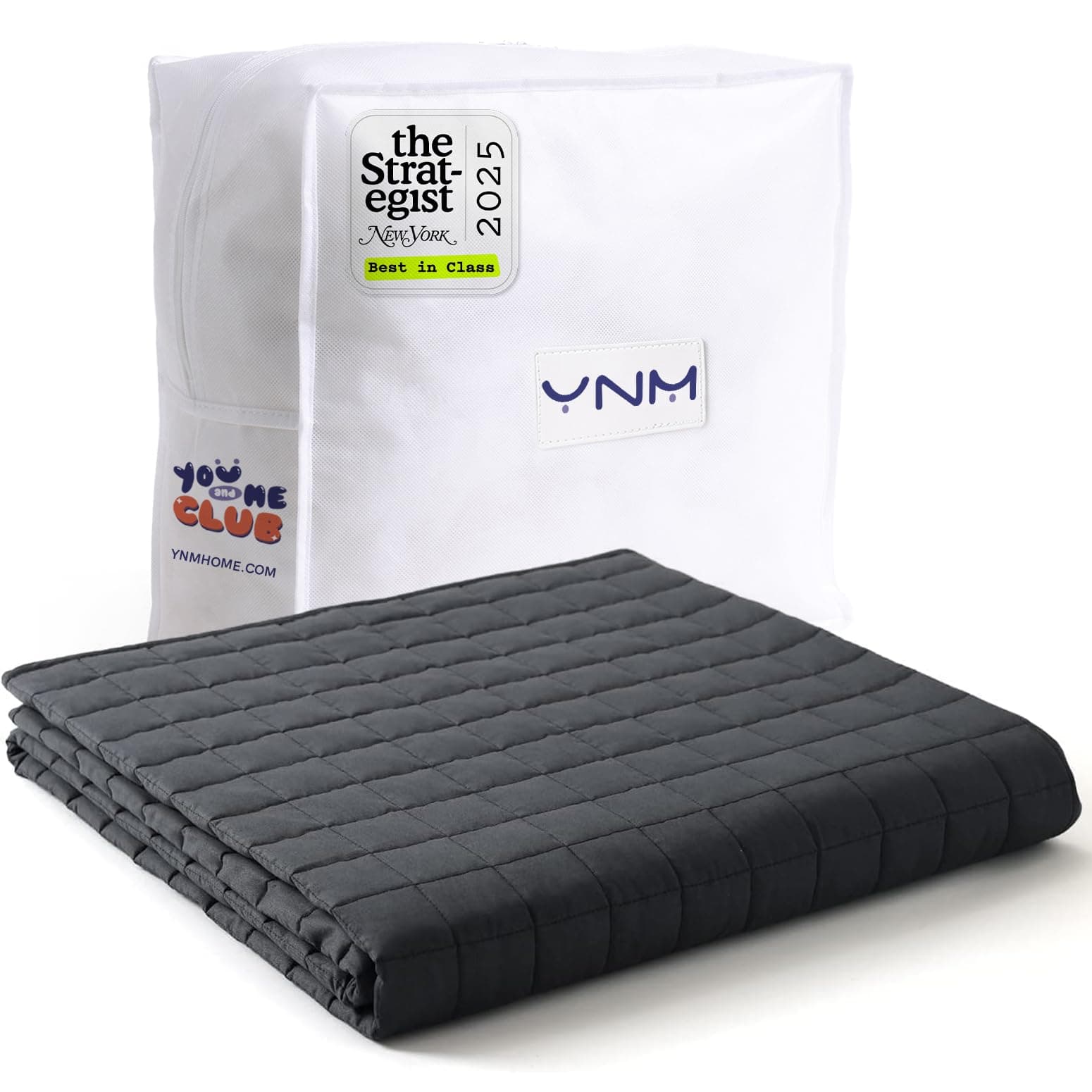 YnM Weighted Blanket (15 lbs, 48''x72'', Twin Size) for People Weigh Around 140lbs | 2.0 Cozy Heavy Blanket | 100% Oeko-Tex Certified Cotton Material with Premium Glass Beads, Dark Grey - Image 1