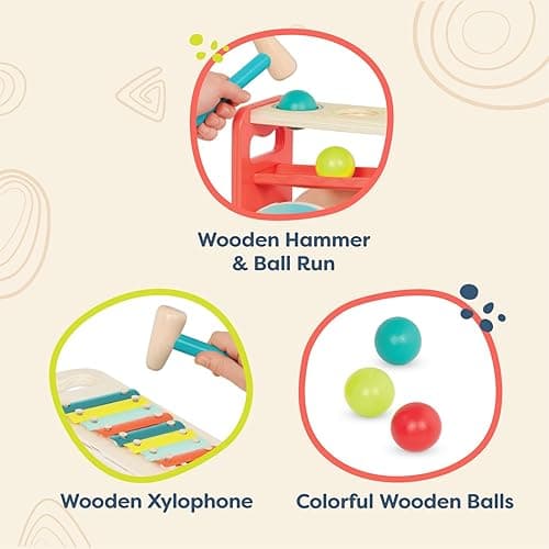 B. toys – Xylo – Pound Whale – Musical Instrument – Wooden Hammer & Balls – Developmental Toy for Toddlers – 1 Year + thumbnail 6