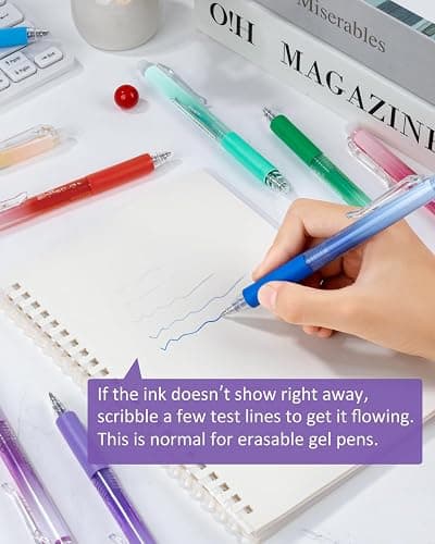 Solati 12 Colors Erasable Gel Pens, Fine Point 0.7mm Colored Erasable Pens, Make Mistakes Disappear, Assorted Color Inks for Drawing, Writing, Planning, and Crossword Puzzles (12 Colors) thumbnail 7