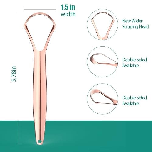 RONAVO Tongue Scraper for Adults, Two Colors Designed for Couples, Cure Bad Breath, Tongue Cleaners Stainless Steel, Metal Tongue Scrapers for Oral Care & Hygiene (2 Pack) thumbnail 7