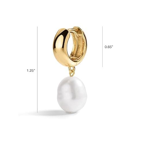 Electric Picks San Tropez Huggie Hoop Earrings - 14kt Gold Plated Pearl Earrings, Lightweight Earrings for Women, All Occasions thumbnail 5
