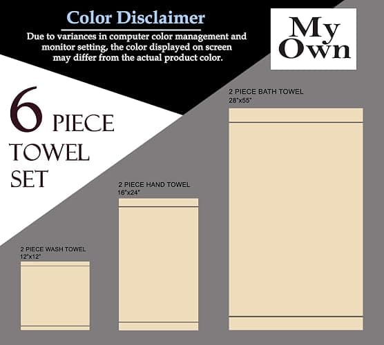 MyOwn Premium Cotton 6 Pack Towel Set for Bathroom, Contains 2 Bath Towels 28x55 inch, 2 Hand Towels 16x24 inch & 2 Wash Coths 12x12 inch, Ideal Everyday use, Compact & Lightweight - Hot Pink thumbnail 7