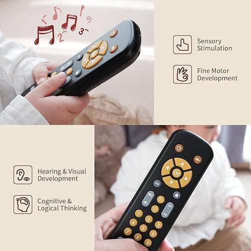 Nueplay Realistic Learning Controller with Light & Music – Interactive Educational Toy for Toddlers, Trilingual English/Spanish/French Number Learning & Pretend Remote Play for Kids Ages 1-3,Black thumbnail 2