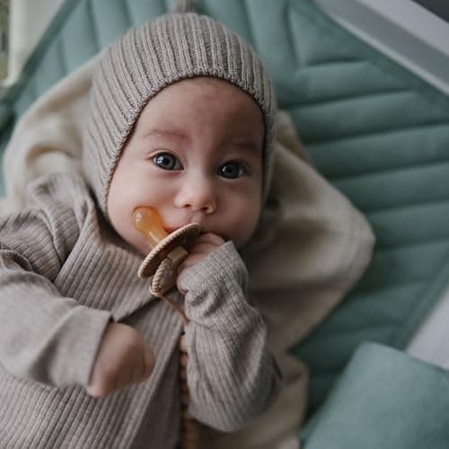 FRIGG Rope Latex Pacifier Pack of 2 | Natural Rubber Soother Dummy | BPA-Free | Made in Denmark | Symmetrical Cherry Shaped Nipple (Ocean View/Powder Blue, Size 1 (0-6 Months)) thumbnail 3