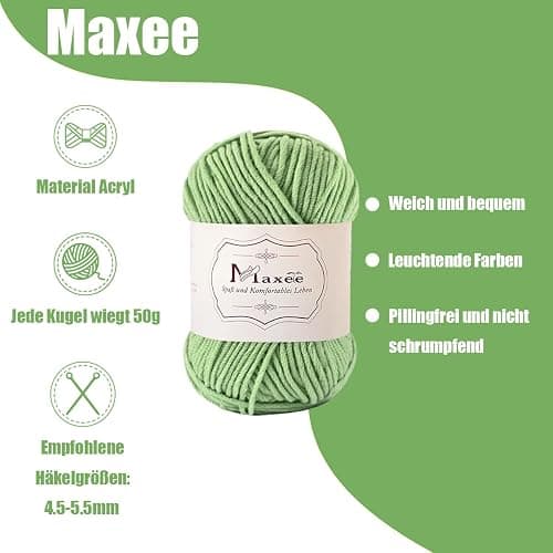 Maxee Häkelgarn 250g (50g*5 Farbe), Acryl Wolle Zum Stricken, Garn zum Häkeln und Stricken, Hand Knitting Yarn Set, Handstrickgarn Baumwollgarn für Häkeln, Wolle zum Stricken und Kunsthandwerk thumbnail 2