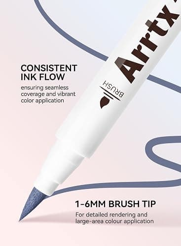 Arrtx Acrylic Paint Pens 30 Grey Tones, No Shake Non-Valve Markers, 1-6mm Flexible Brush Tip, Fast Dry Waterproof Opaque Ink for Rock Painting, Wood, Glass, Plastic, Canvas thumbnail 5