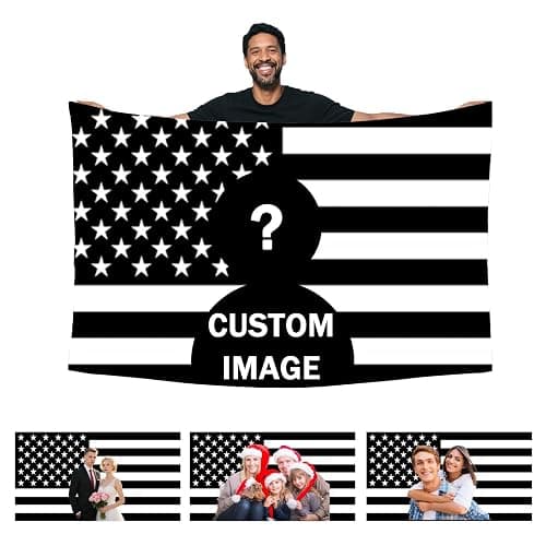 Custom American Flag 3x5ft Personalized Black Flags Customizable Flag with Photo Text Funny Poster for Bedroom Livingroom Dorm (Black flag) - Image 1