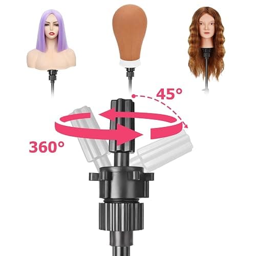 Pet Baby Mannequin Head Stand, Adjustable Wig Stand, Reinforced Metal Mannequin Head Stand for Cosmetology Hairdressing Training, Pink thumbnail 6
