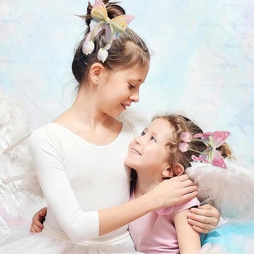 Ouliget Butterfly Satin Scrunchies,Cute Elastic Toddle Hair Ties with Bows and Flowers Colorful,Creative Hair Ties Ponytail Decorative Headwear for Christmas Party Decoration thumbnail 7
