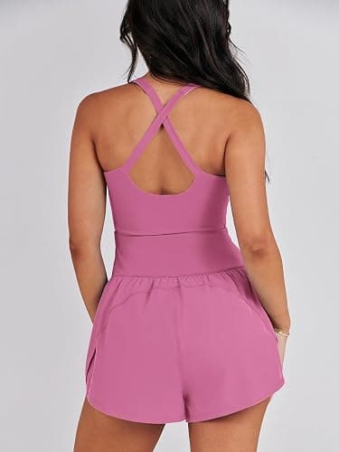 Caracilia Women's Workout Athletic Romper Summer Sets Short Jumpsuits Onesie Running Outfits Exercise Gym 2026 Trendy Clothes thumbnail 4
