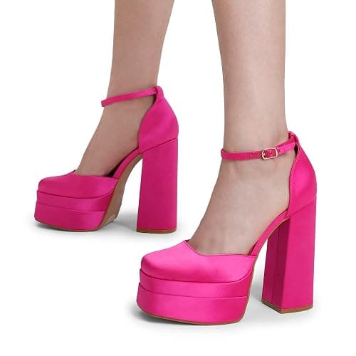 DREAM PAIRS Women’s High Chunky Platform Closed Toe Block Heels Square Toe Ankle Strap Dress Wedding Party Pumps Shoes Aurelia thumbnail 9
